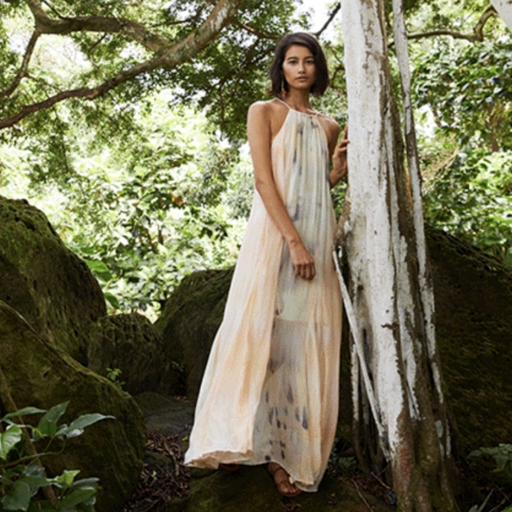 YF&B whimsical trapeze full length summer dress XS